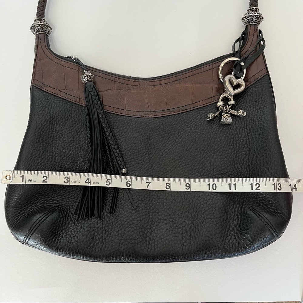 Brighton 2 Tone Black Leather Shoulder Bag D652669 - Picture 3 of 11